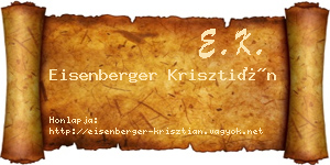 Eisenberger Krisztián névjegykártya